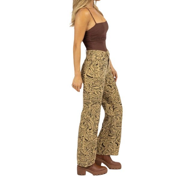 ABSTRACT HIGH RISE FLARE JEAN IN TAUPE, Taupe / Brown, alternate image number null