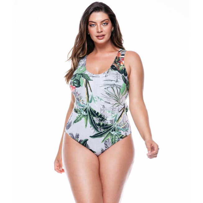 G-String Cupped Bodysuit In Botanical Garden Print, Botanical Garden / Light Grey, hi-res image number 0