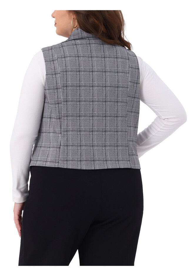 Lined Vintage Work Plaid Steampunk Vest, Grey / Cool Gray, alternate image number 3