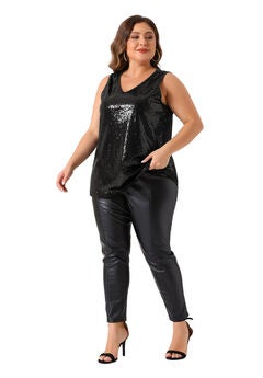 Sleeveless Glitter Sequin Vest Tank Top
