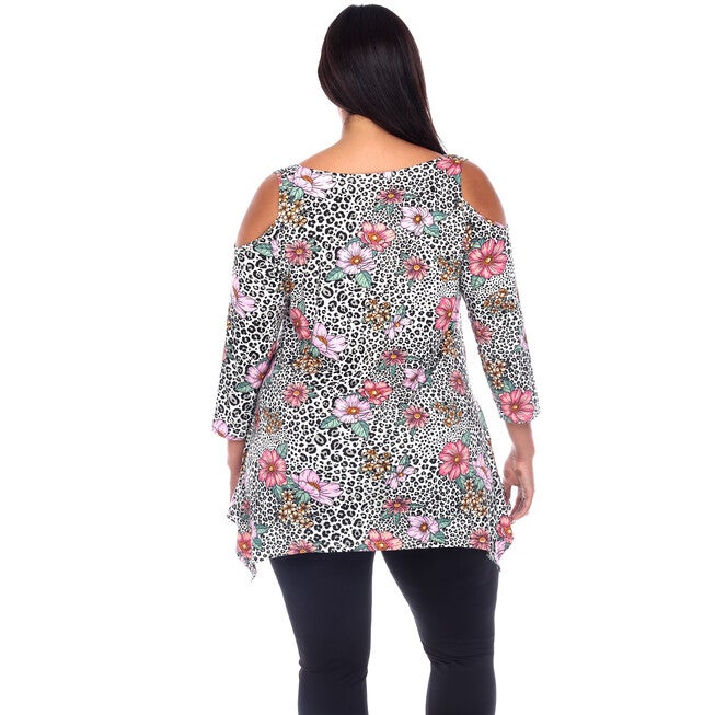 Antonia Cold Shoulder Tunic, Leopard / Brown, alternate image number 1
