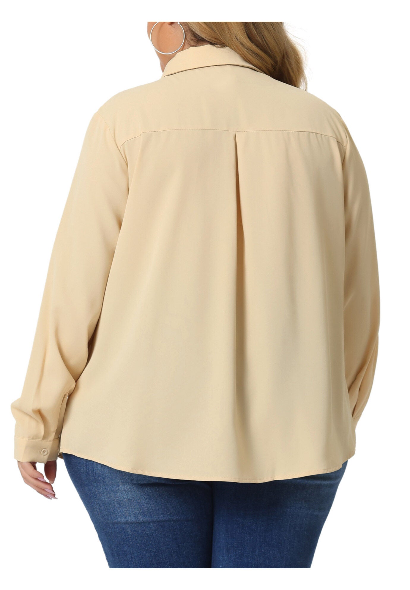 Button Down Long Sleeve Classic Shirt, Apricot / Cream, alternate image number 3