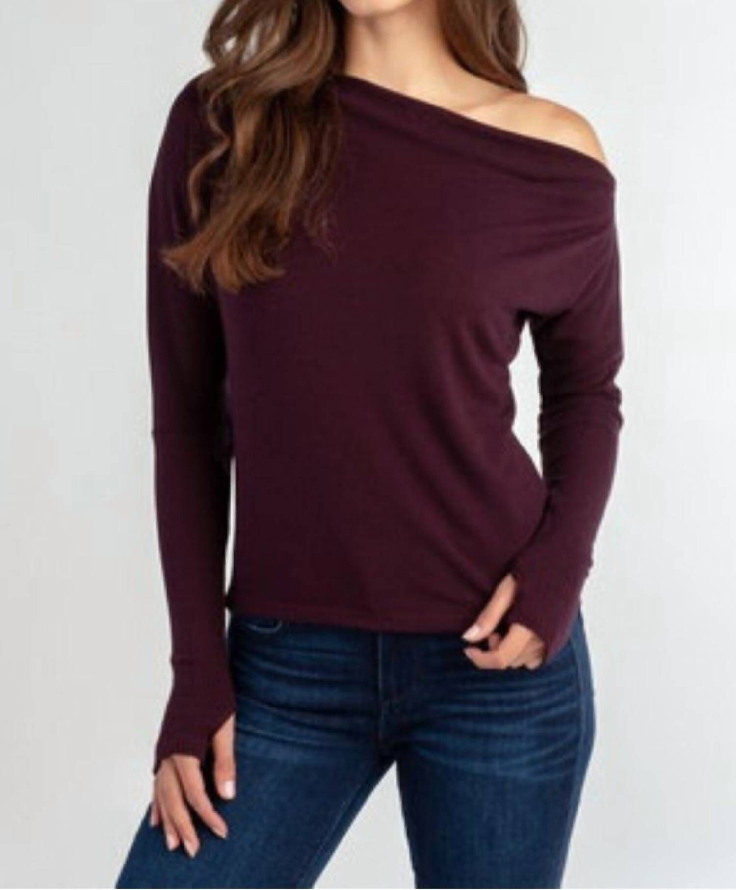 ONE SHOULDER TOP IN PLUM, Plum / Purple, hi-res image number 0