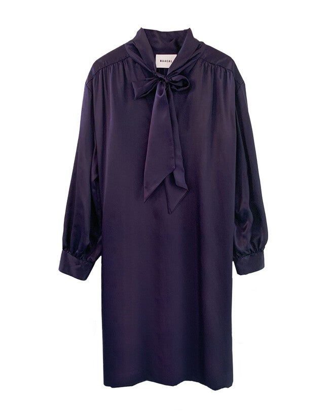 The Marion Tie Neck Dress in Eggplant, eggplant / Purple, hi-res image number 0