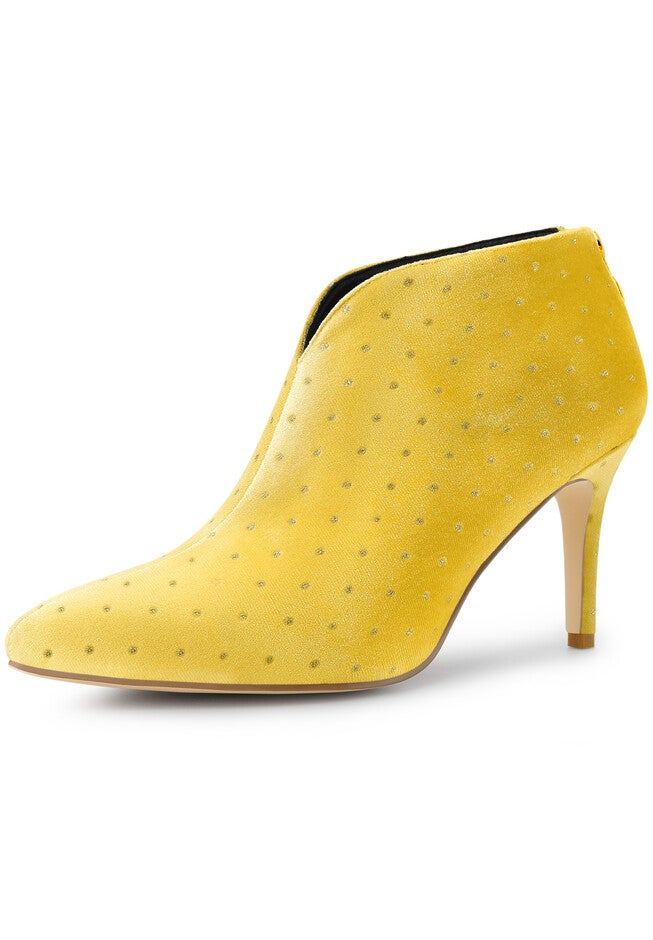 V SHAPED CUTOUT POINTED TOE BOOTIES, Yellow / Yellow, hi-res image number 0