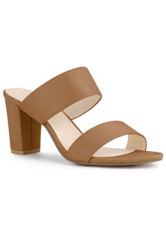 Opened Toe Block Heeled Slide Sandals