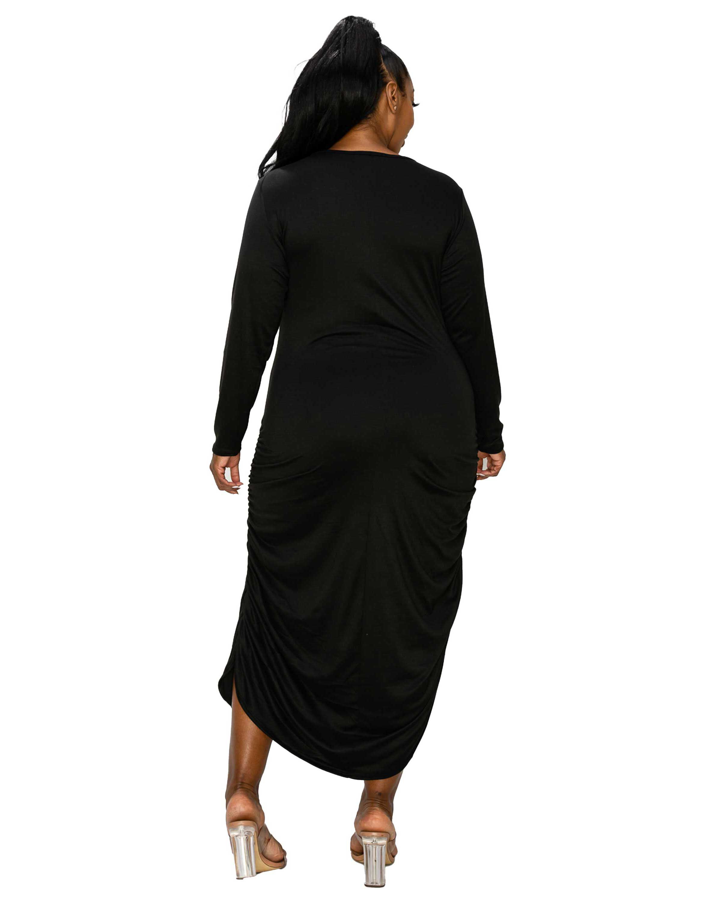 JESSICA RUCHED MAXI DRESS, Black / Black, alternate image number 2
