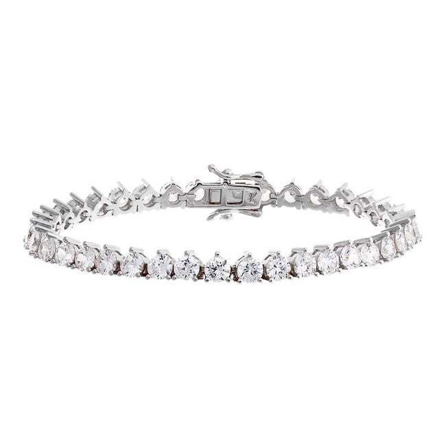 Thin Three Prong Tennis Bracelet, Gold / Silver, hi-res image number 0