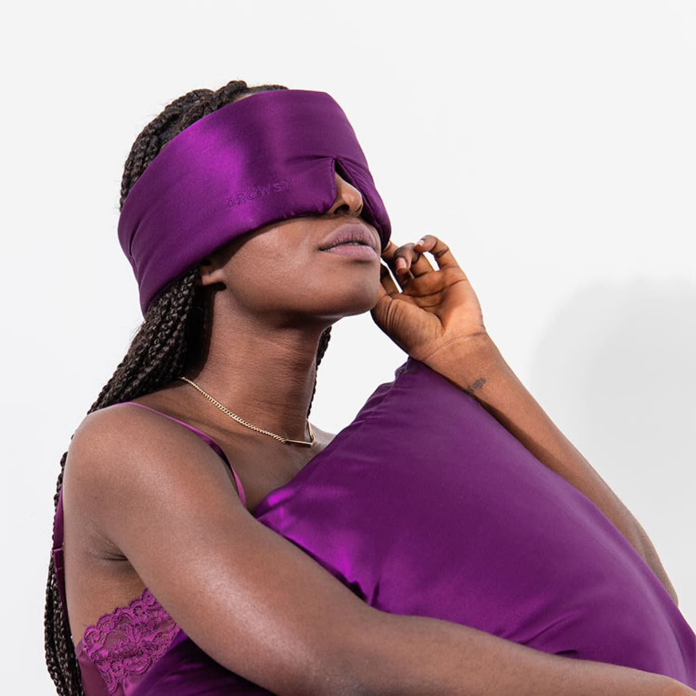 Silk Sleep Mask, Purple Martini / Purple, alternate image number 2