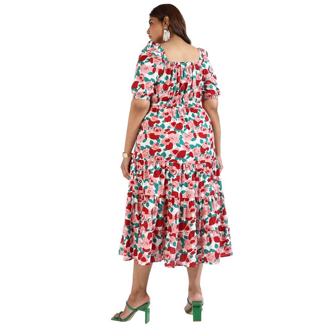 Women Floral Abstract Dresses, Red / Red, alternate image number null