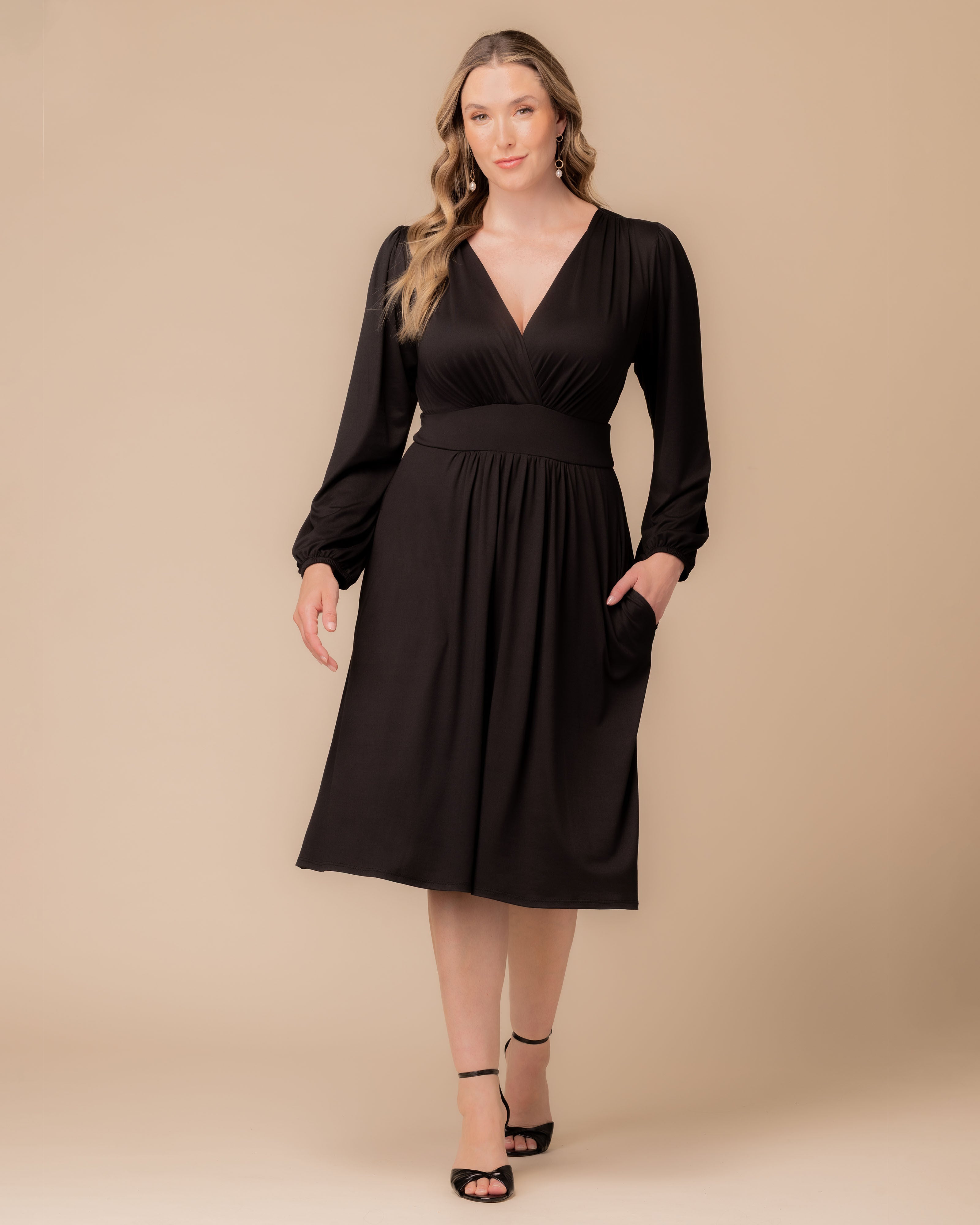 Diana Long Sleeve Dress, BLACK NOIR / Black, alternate image number 4