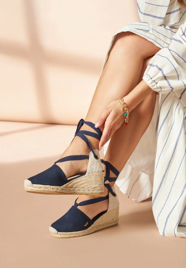 Escala Canvas Espadrille Wedges, Navy / Navy, alternate image number 3