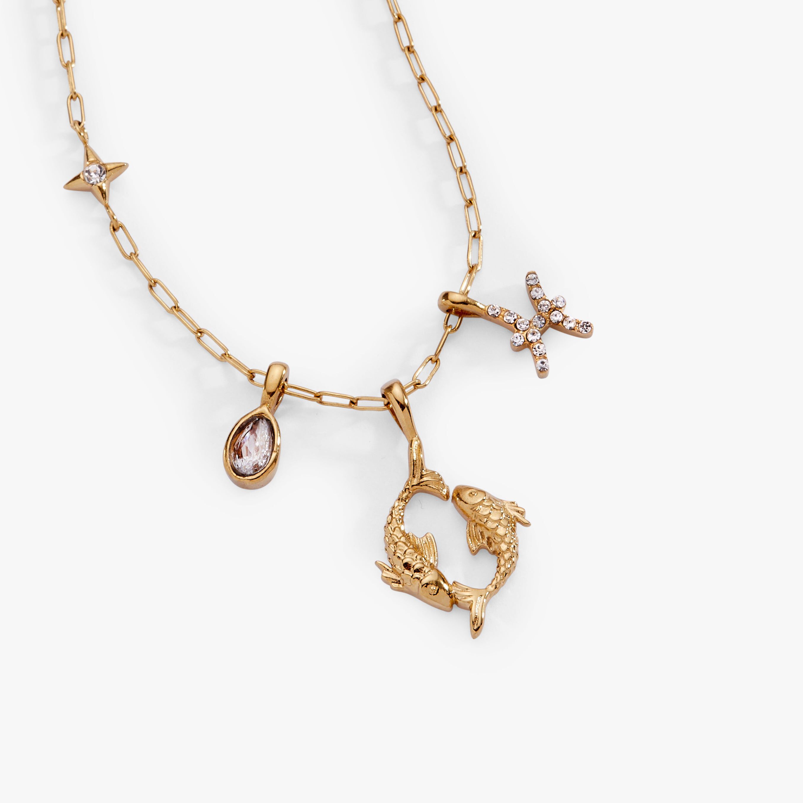 Zodiac Charm Cluster, Pisces / Gold, alternate image number 2