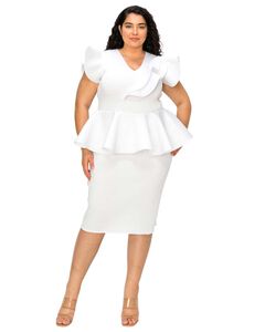 ONYX NEOPRENE PEPLUM DRESS