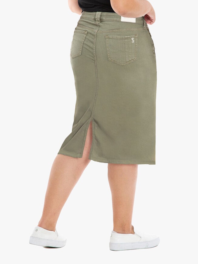 Caroline Denim Skirt, GABI / Olive Green, alternate image number 2