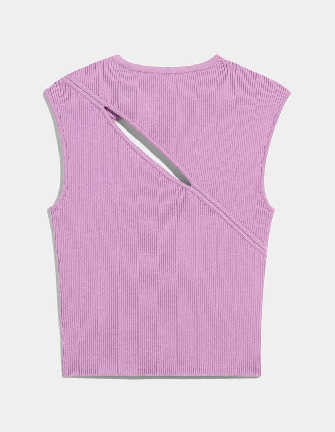 Ribbed Sleeveless Cut Out Top, , alternate image number 2