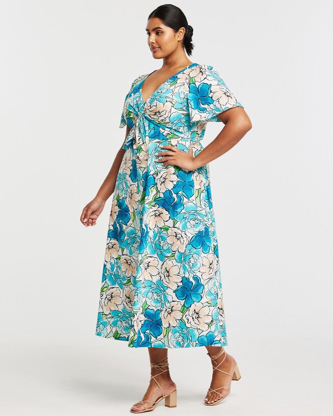 Nadja Midi Dress, Print / Light Blue, alternate image number null