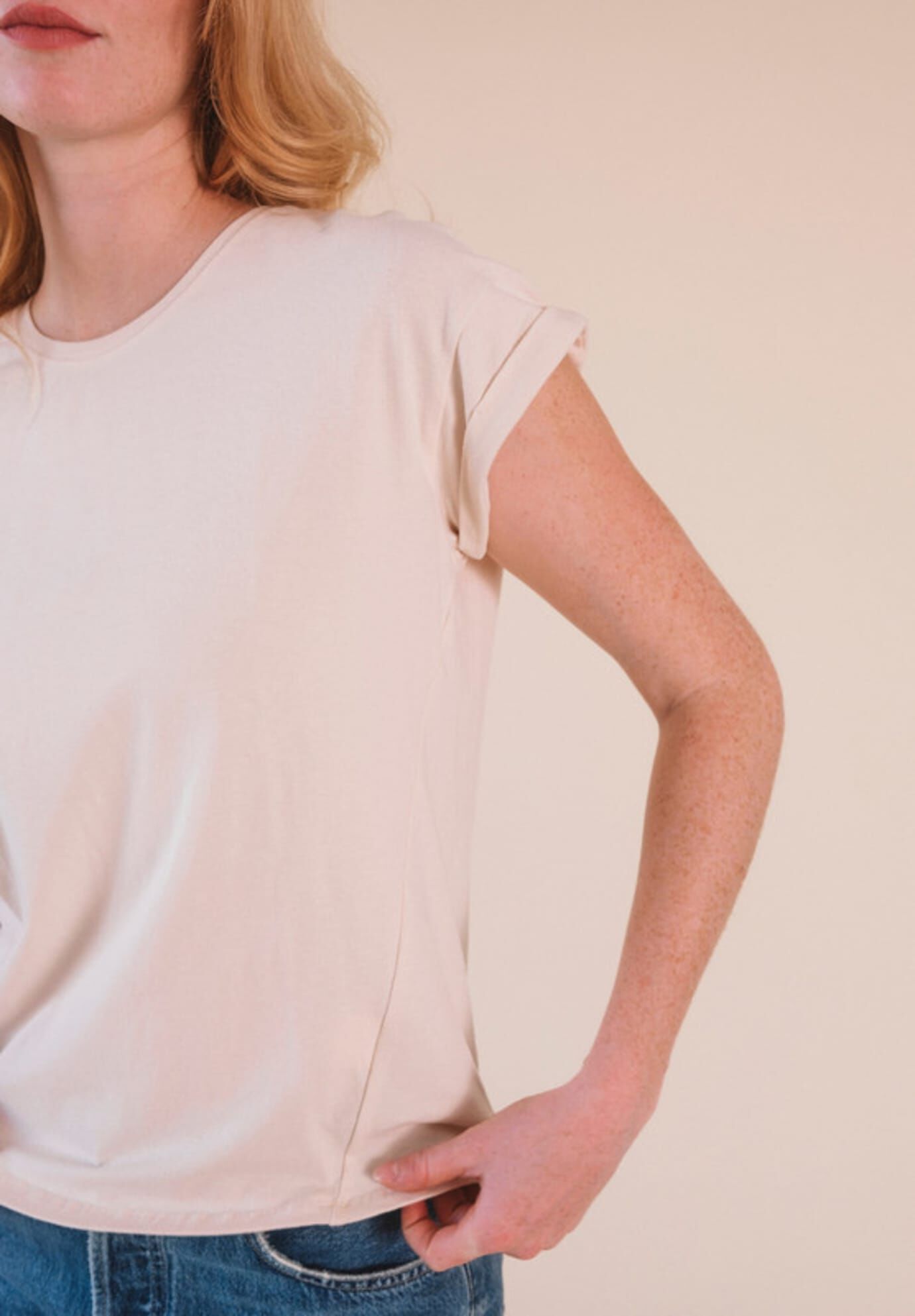 Plus Jane Cuffed Hemp Tee, Natural / Ivory, alternate image number 2