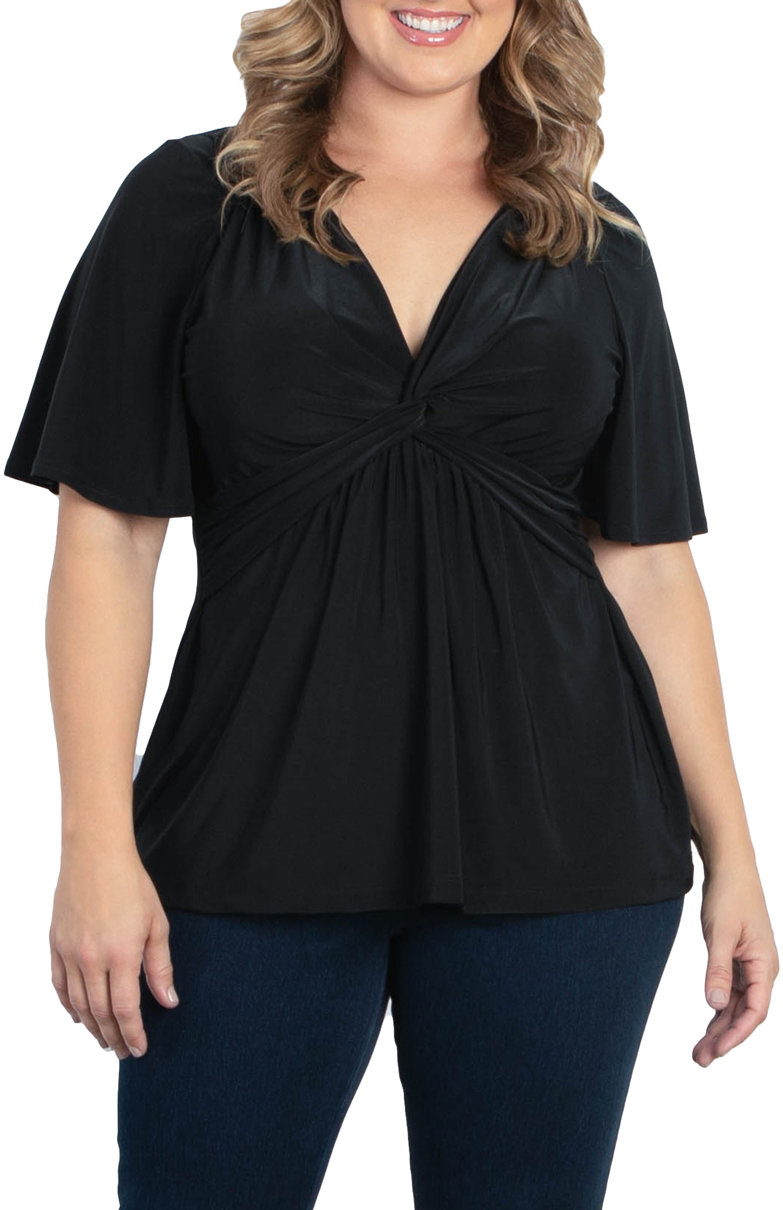 売れ筋商品|||キヨナ カットソー トップス レディース Plus Size Abby Twist Front Top French blue garden Abby Twist Front Top | Dia & Co