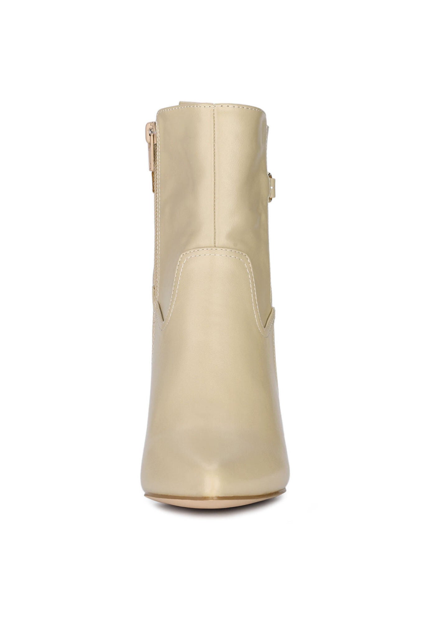 Pointed Toe Chunky High Heels Ankle Boots, Beige / Beige, alternate image number 1