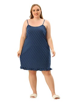 Sleeveless Polka Dots Ruffle Hem Cami Sleepwear Dress