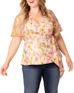 Rosalie Embroidered Wrap Top