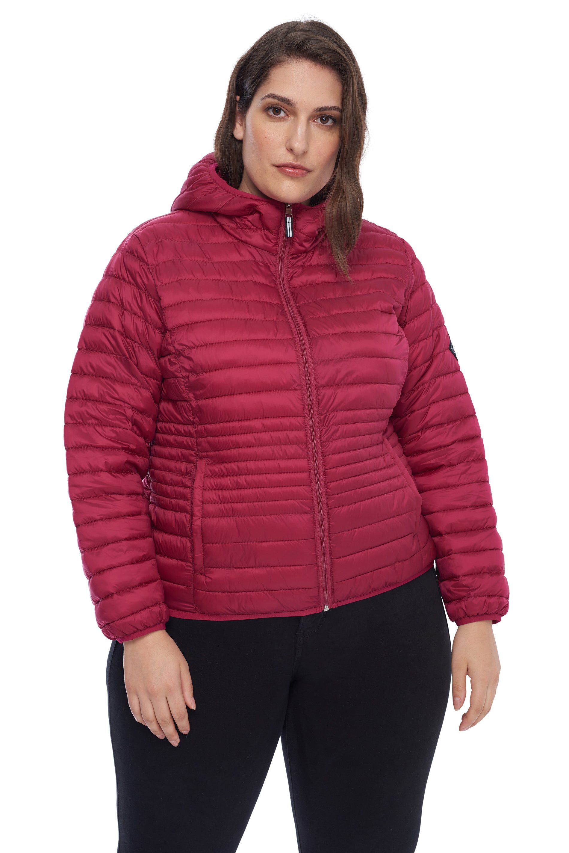 Women's Plus Size - YOHO | Vegan Down Lightweight Packable Puffer Jacket & Bag, Raspberry / Raspberry, hi-res image number 0