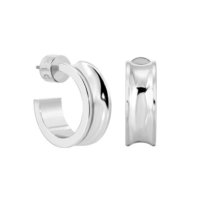 Mini Concave Hoops Silver, Silver / Silver, hi-res image number 0