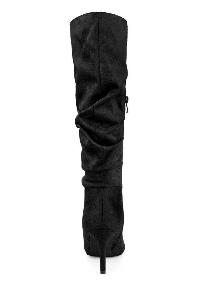 Slouch Pointed Toe Stiletto Heel Knee High Boots, Black / Black, alternate image number 2