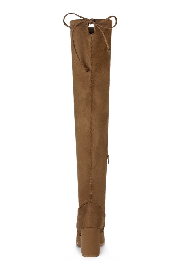 Round Toe Chunky Heel Over the Knee High Boots, Brown / Brown, alternate image number 1