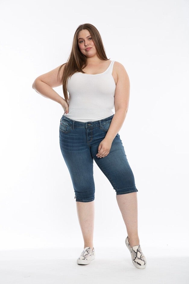 Slink Jeans Womens Denim Crop, Tenley / Medium Wash, hi-res image number null