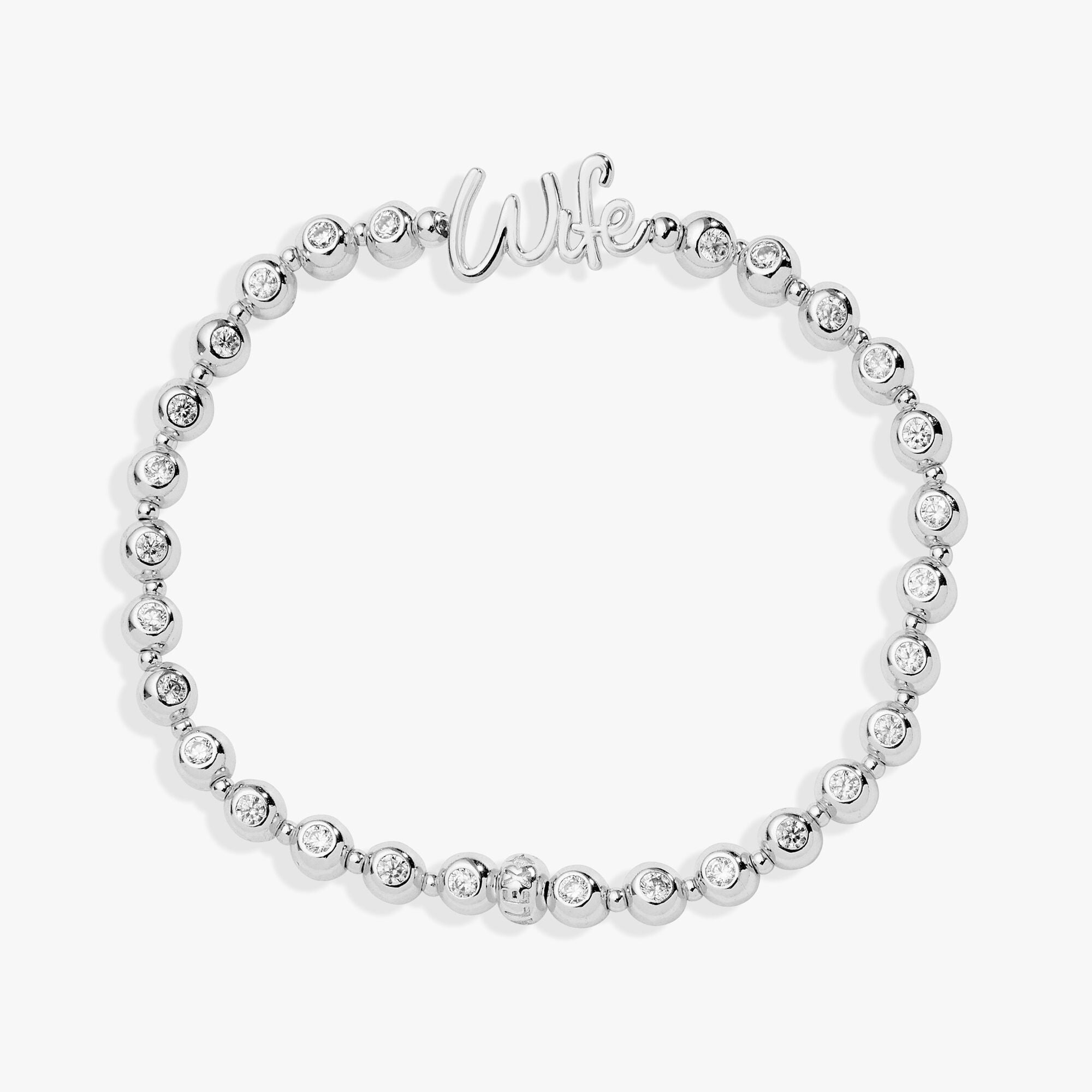 Wife Elongated Crystal Stretch Bracelet, Silver / Silver, hi-res image number 0