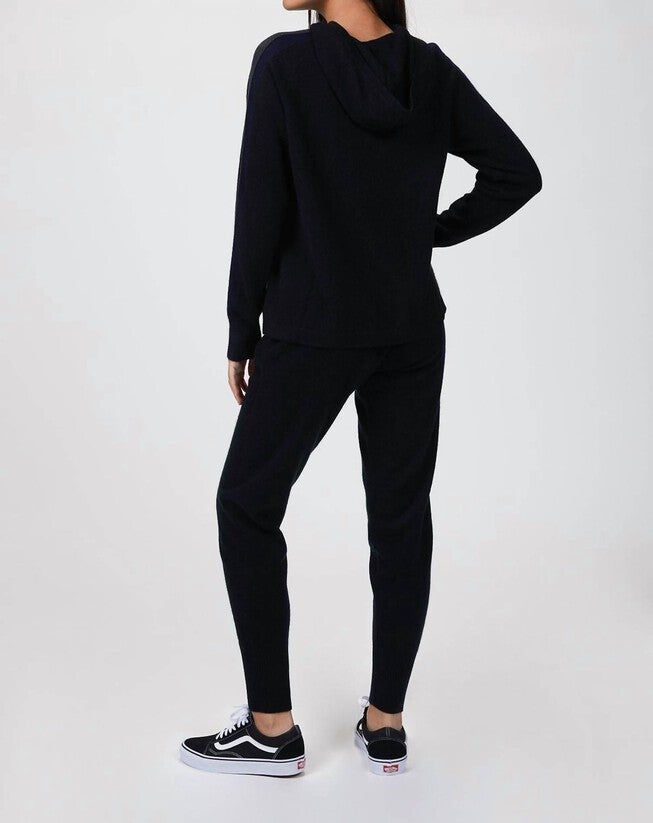 QUARTERZIP HOODIE IN BLACK, Black / Black, alternate image number 1