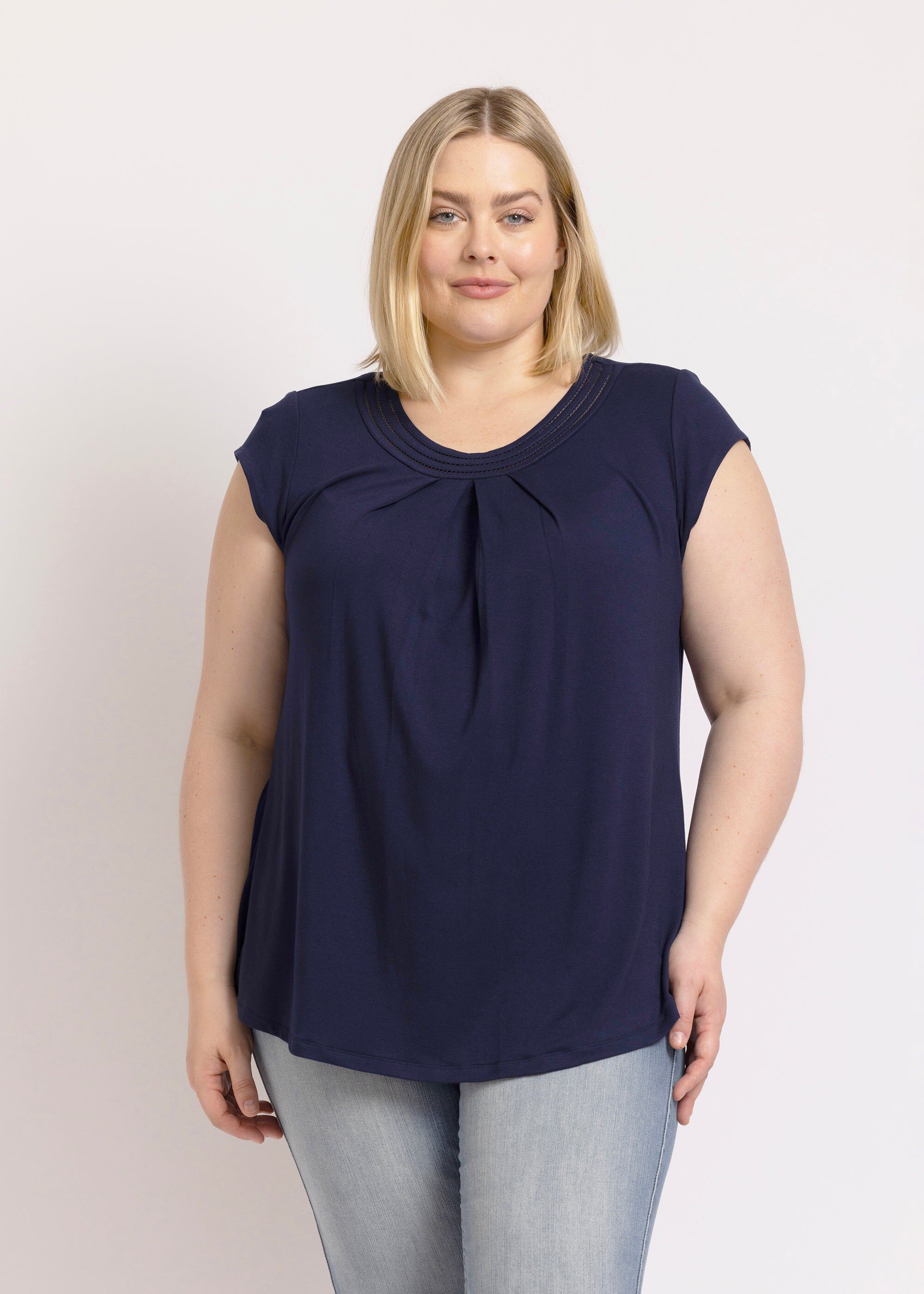 Robin Cap Sleeve Top, INDIGO / Navy, hi-res image number 0