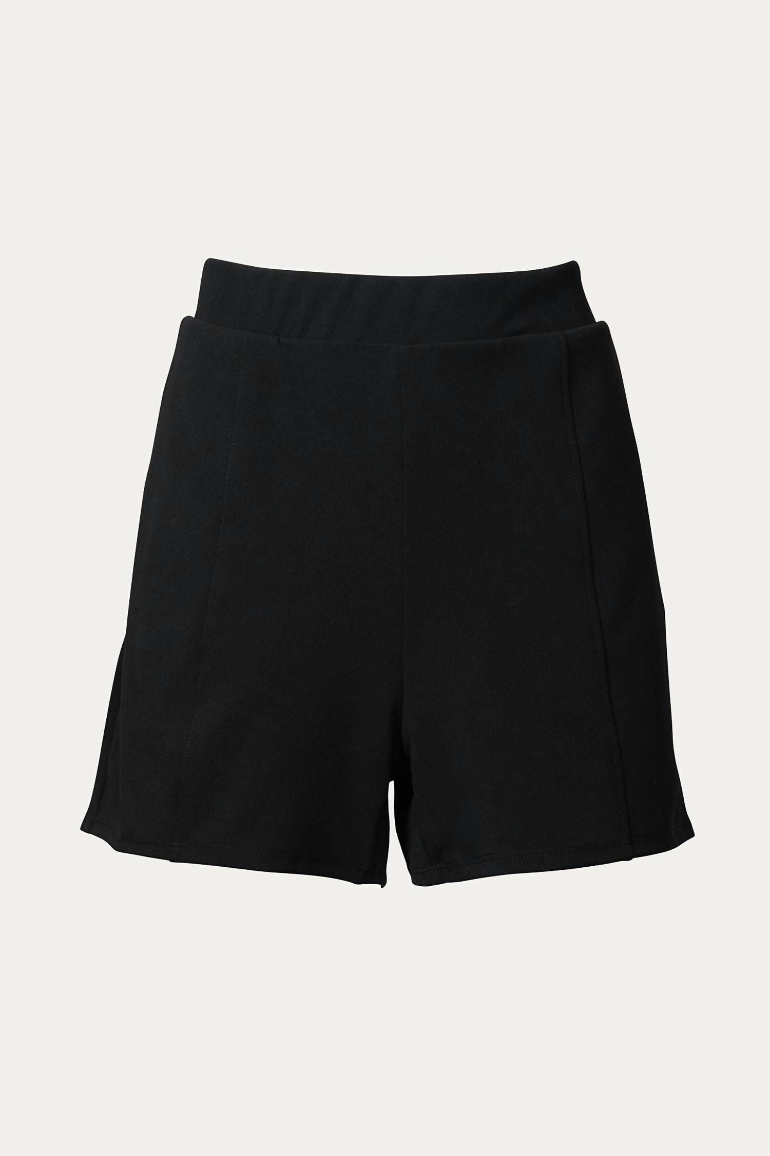 Seamed Scuba Stretch-Crepe Shorts In Black, , alternate image number 1