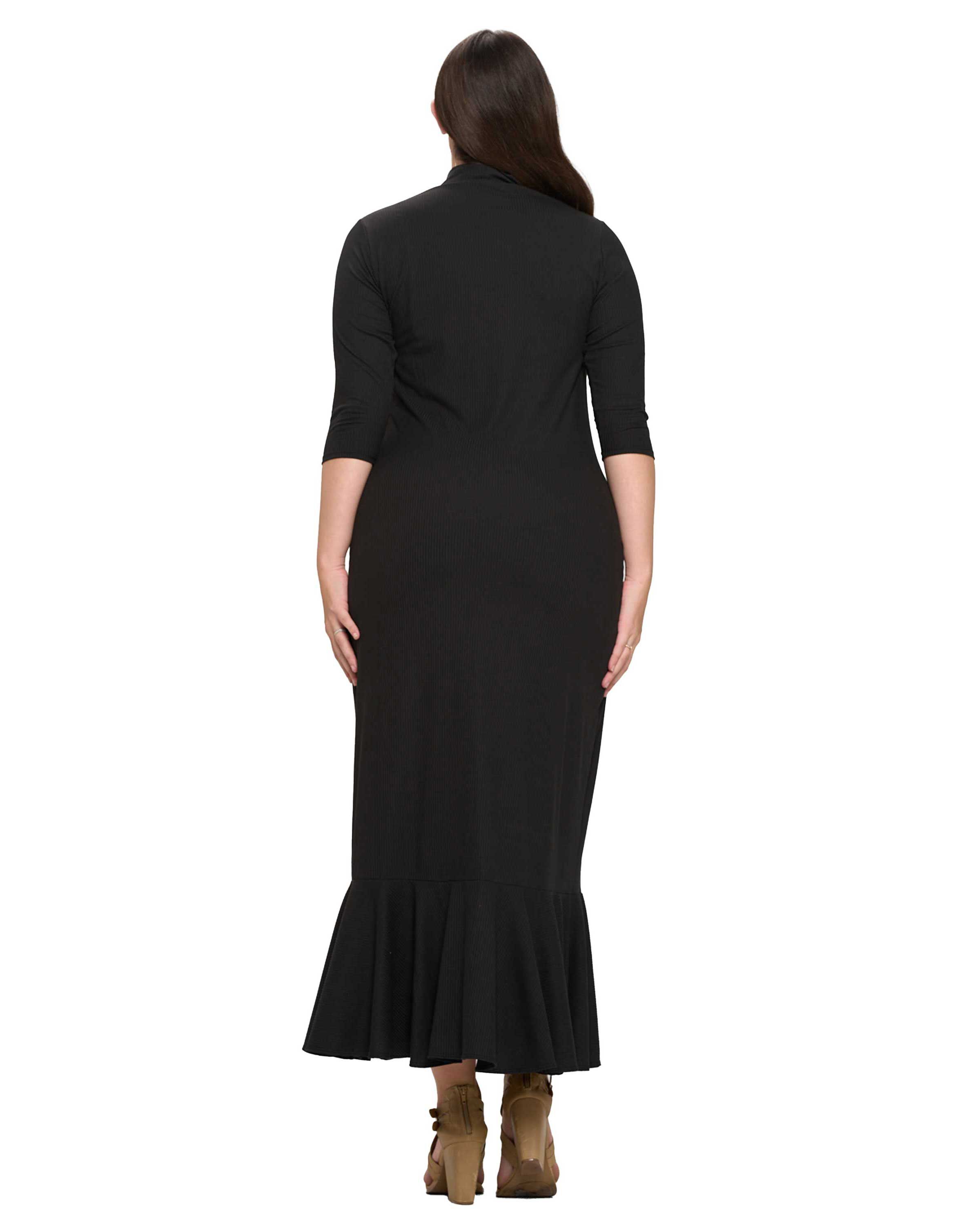 JORDAN CUTOUT RIB DRESS, Black / Black, alternate image number 1