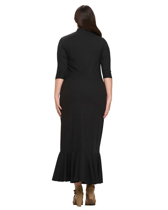 JORDAN CUTOUT RIB DRESS, Black / Black, alternate image number 1