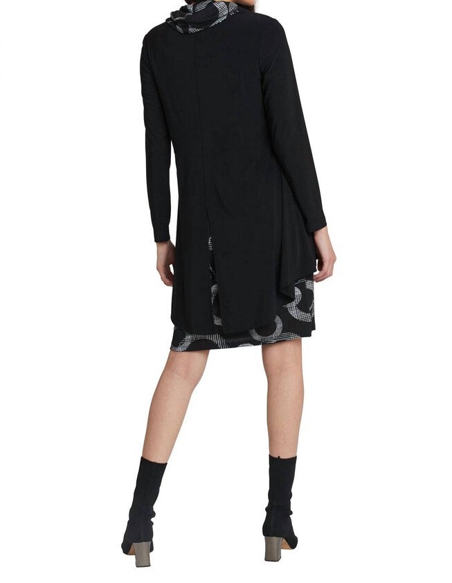 COWL NECK DRESS IN BLACK, Black / Black, alternate image number null
