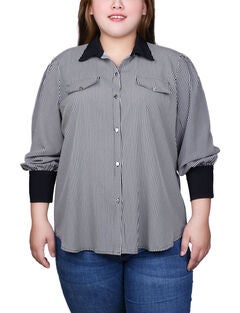 Long Sleeve Colorblocked Blouse