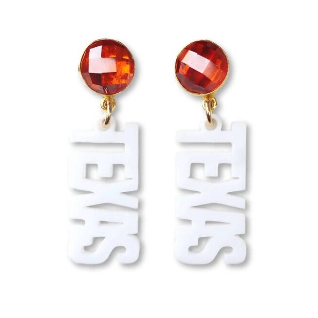 MINI TEXAS PROUD WITH MANDARIN GARNET GEMSTONES IN WHITE ACRYLIC, White Acrylic / White, hi-res image number null