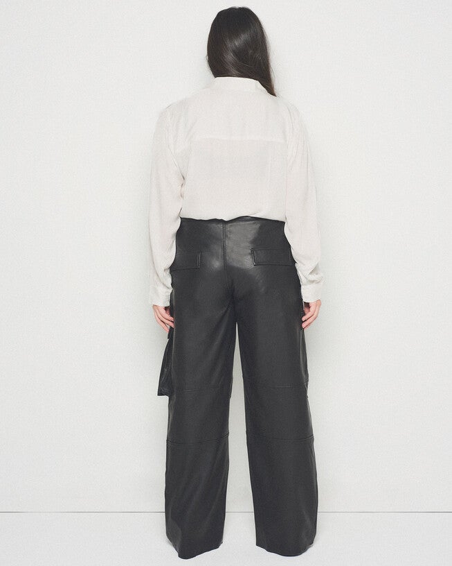 Cole Upcycled Leather Cargo Pants, Black / Black, alternate image number 3