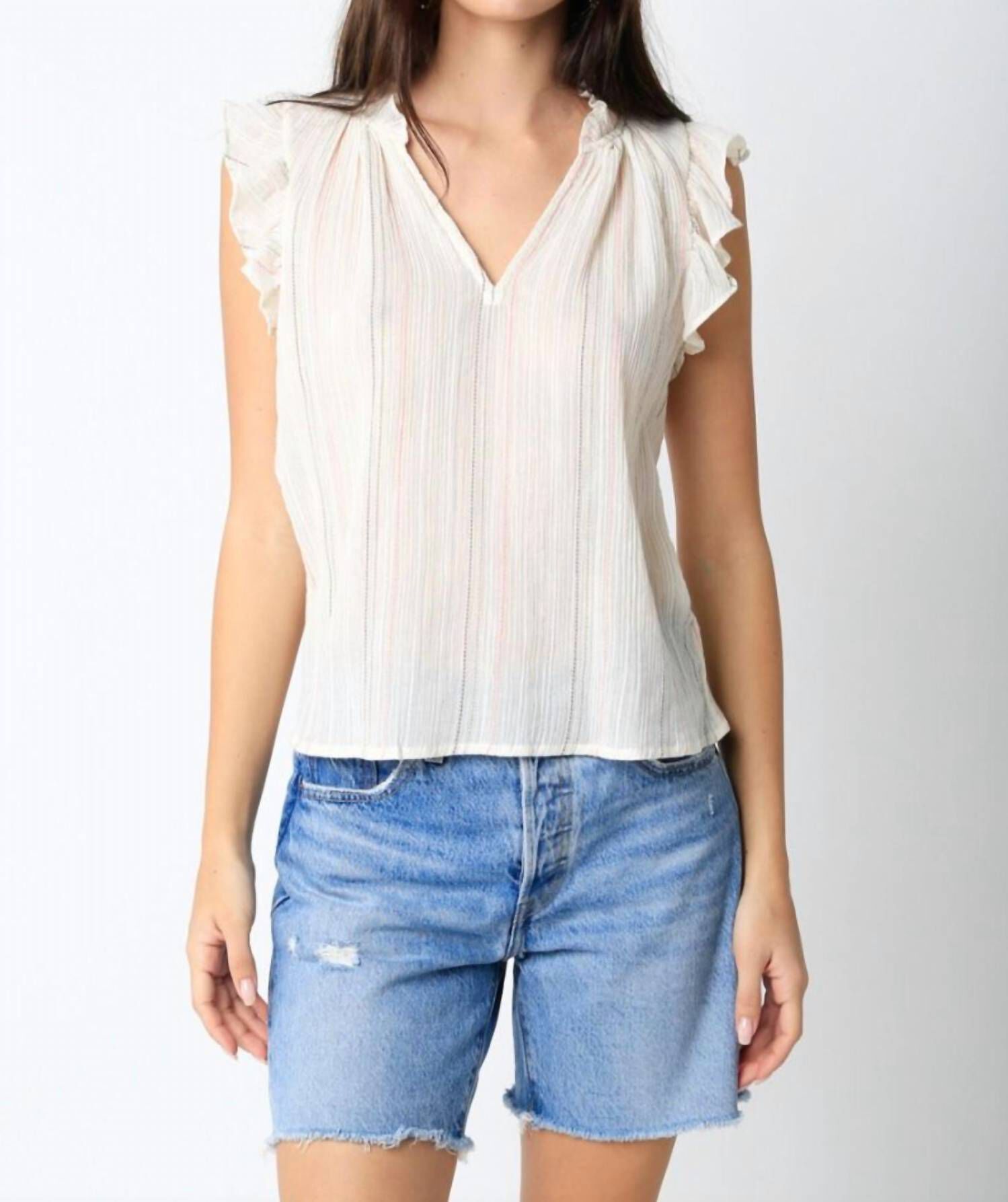 ANGIE STRIPE TOP IN NEUTRAL, Neutral / White, hi-res image number 0