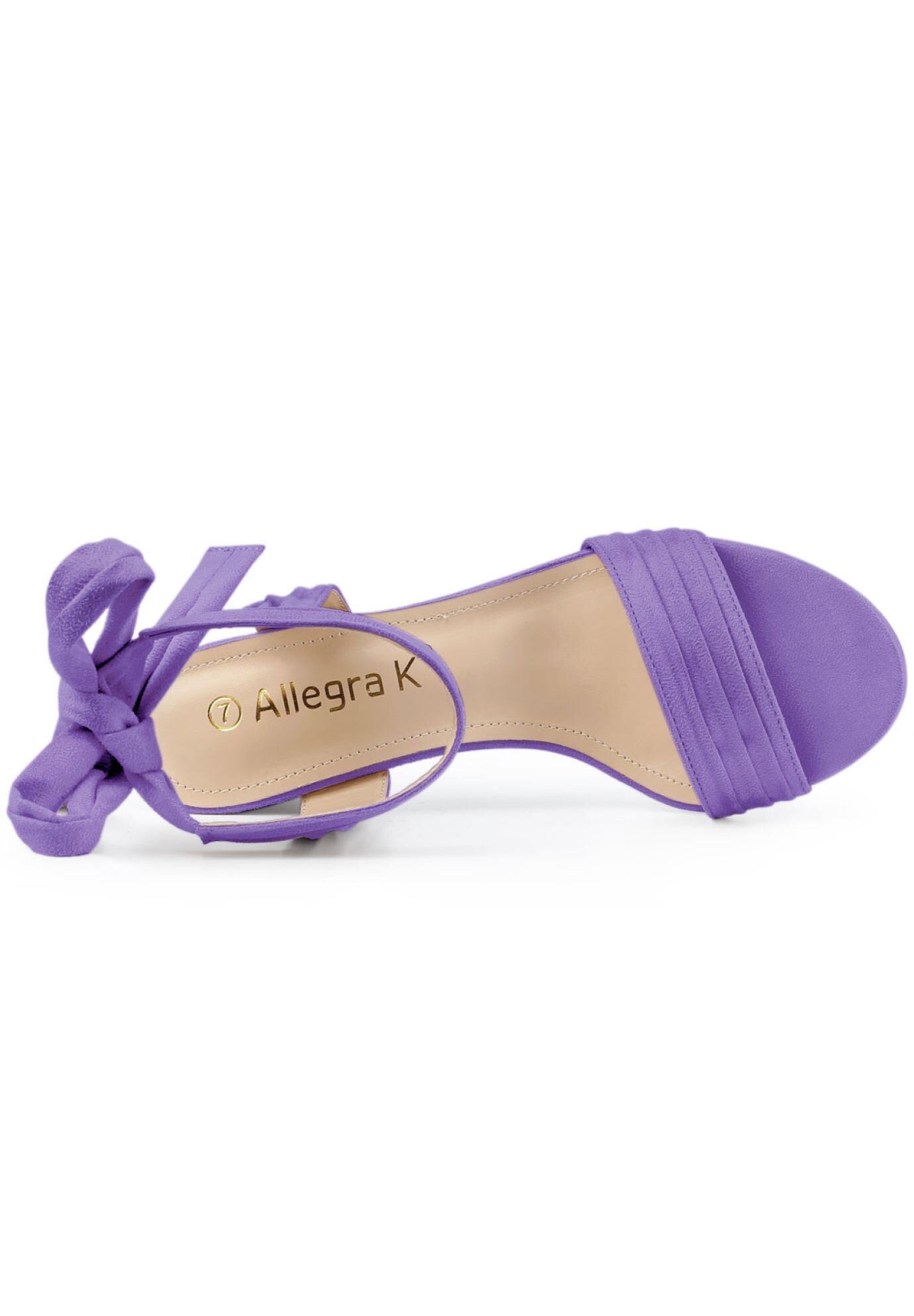 Open Toe Ankle Tie Back Block Heels Sandals, Purple / Purple, alternate image number 3