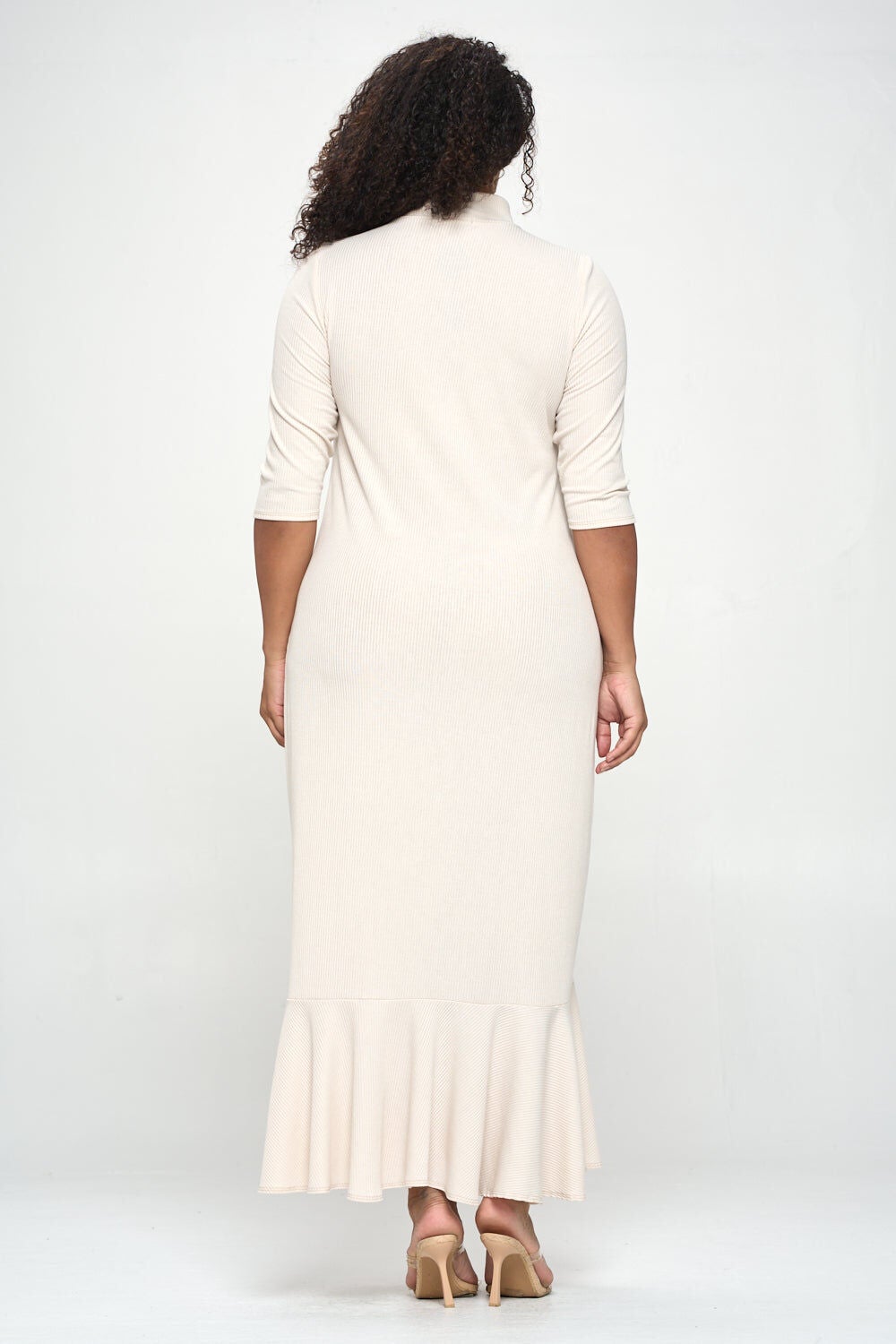 JORDAN CUTOUT RIB DRESS, Taupe / Taupe, alternate image number 4