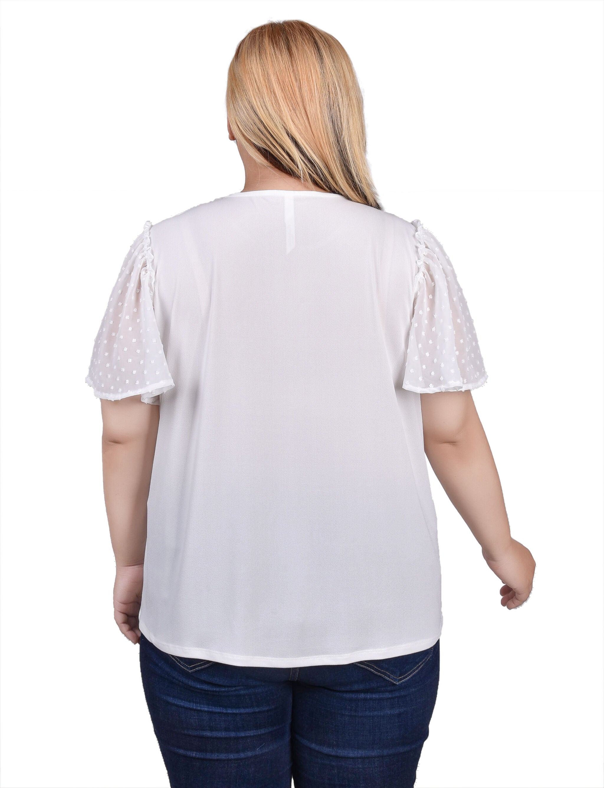 Clip Dot Flutter Sleeve Top, , alternate image number 3