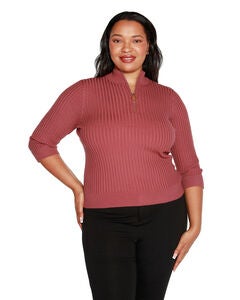 RIBBED QUARTER-ZIP SWEATER