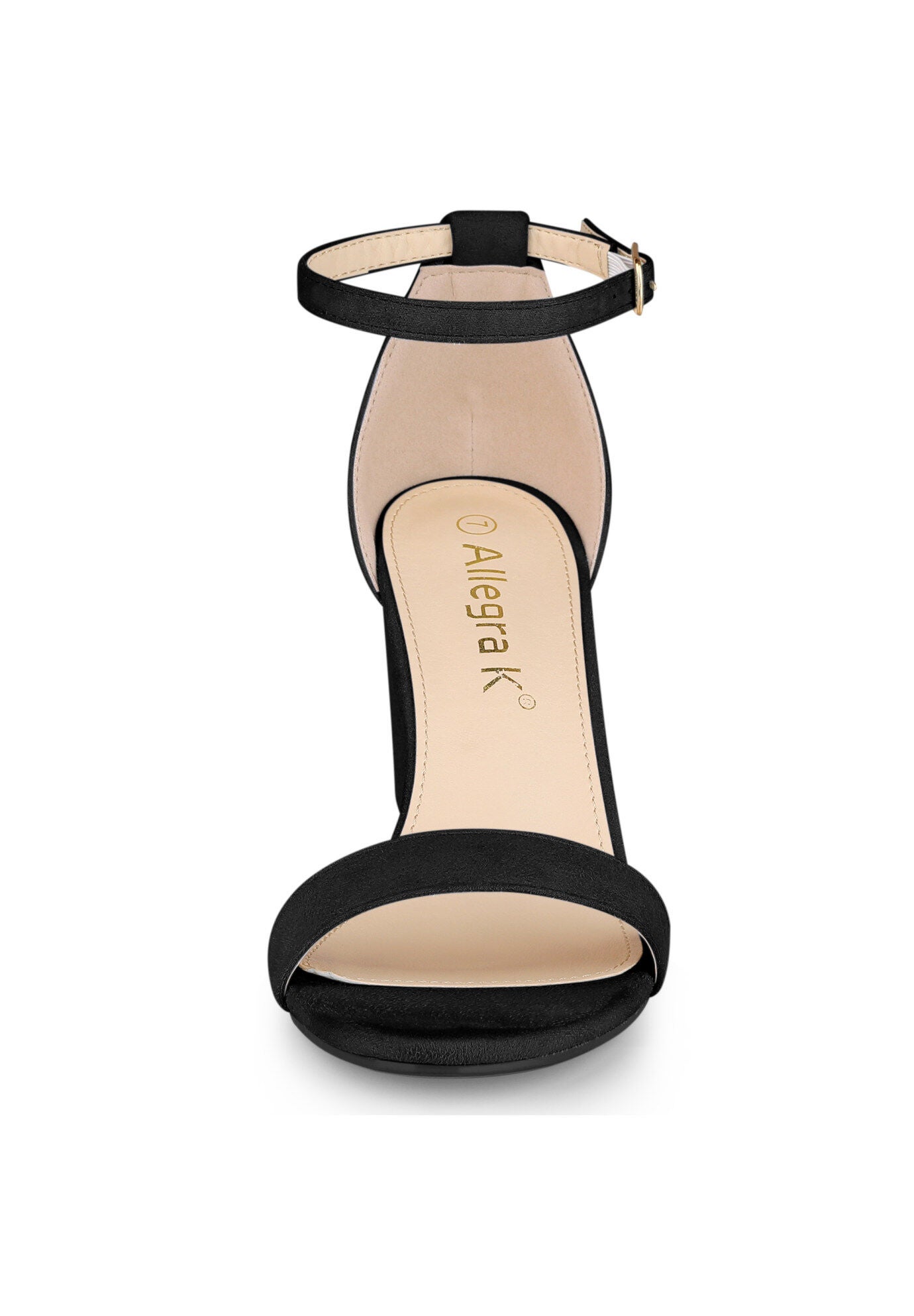 Buckle Ankle Strap High Chunky Heels Sandals, Black / Black, alternate image number 1