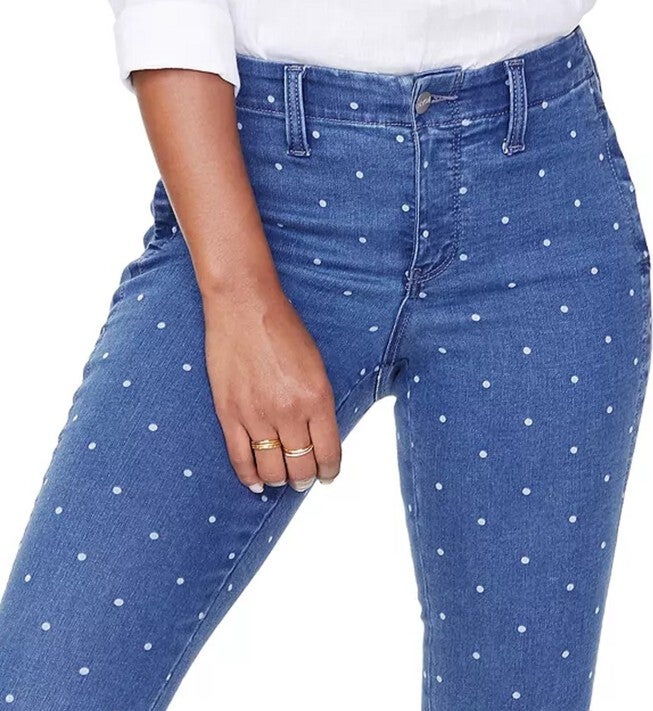 NYDJ Women's Ankle Polka Dot Skinny Jeans Blue 0, , alternate image number null