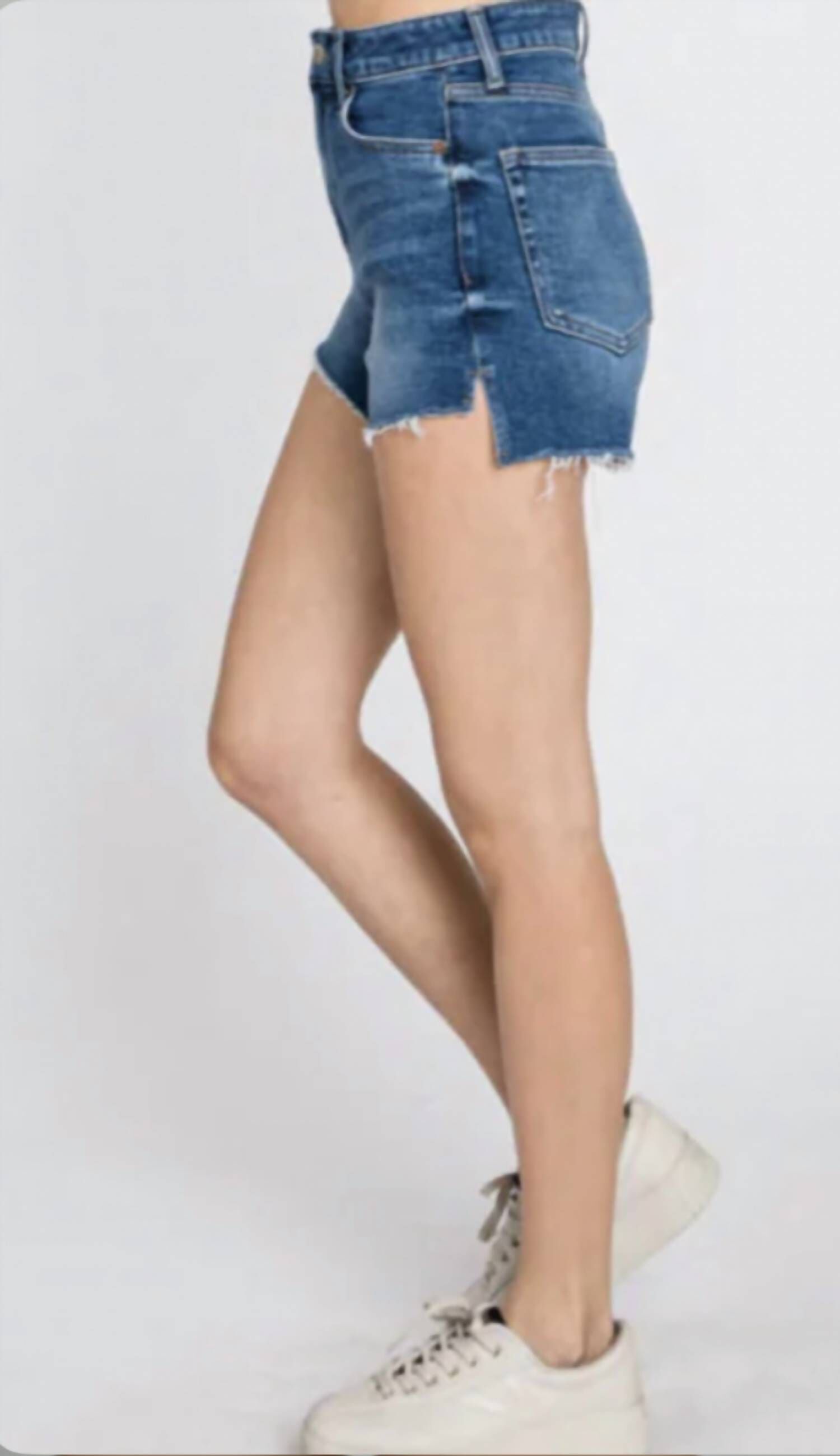 Step Up High Rise Shorts In Dark Denim, , alternate image number 2