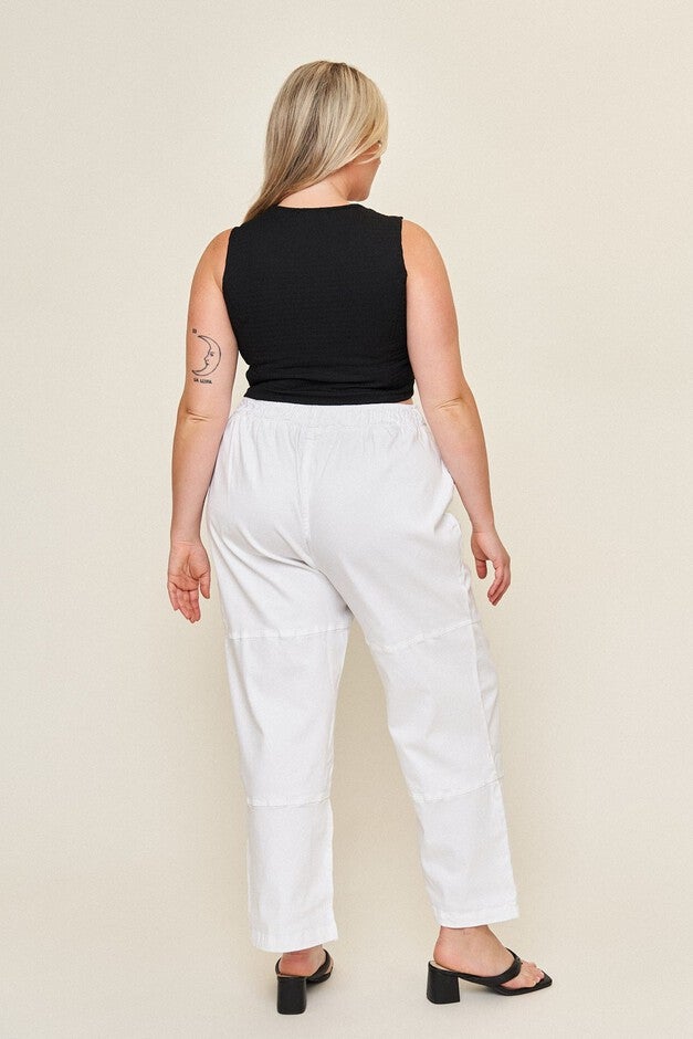 Leah Cotton Tencel Split-Hem Cargo Pant, White / White, alternate image number 3